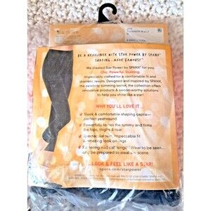 Star Power by Spanx Leggings Womens Size Medium Black Capri Tout & About Shaping